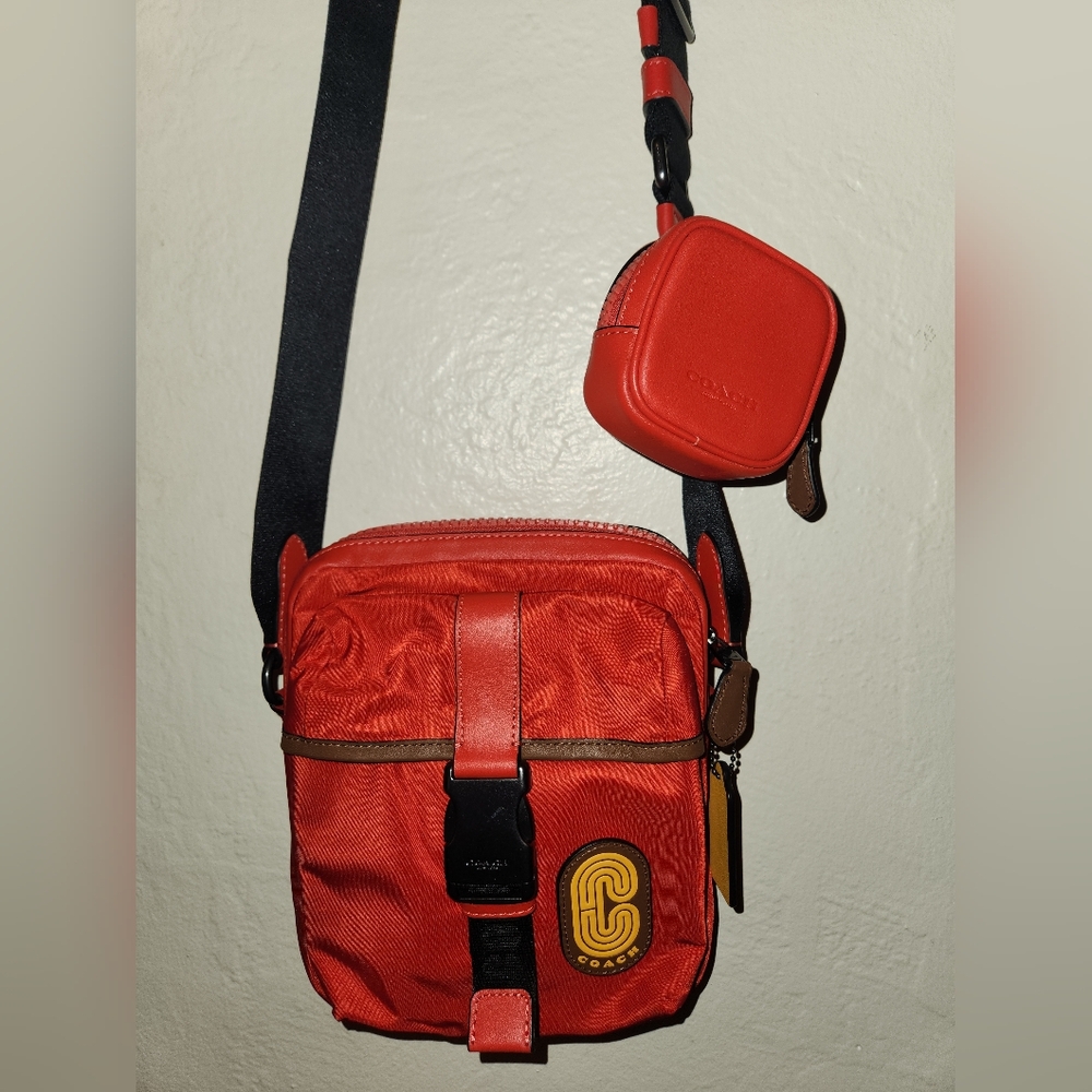 Coach Max Nylon Crossbody Bag In Red
